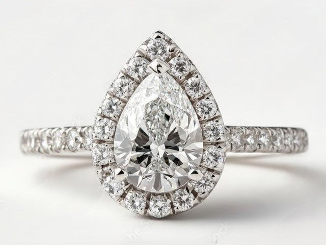 PEARCUT DIAMOND HALO RING